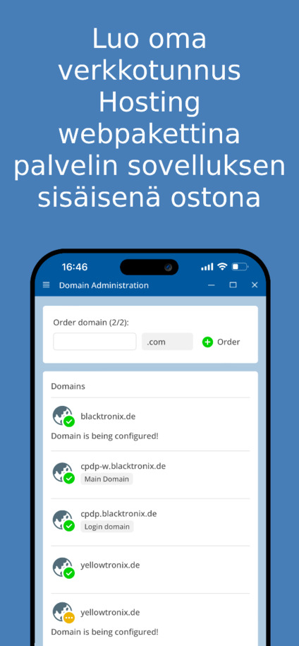 Luo ja hallinnoi omaa verkkotunnusta – sovelluksen näyttökuva.